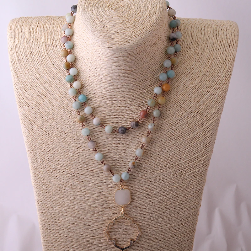 Мода камни амазонита богемные этнические ювелирные изделия с кристаллами