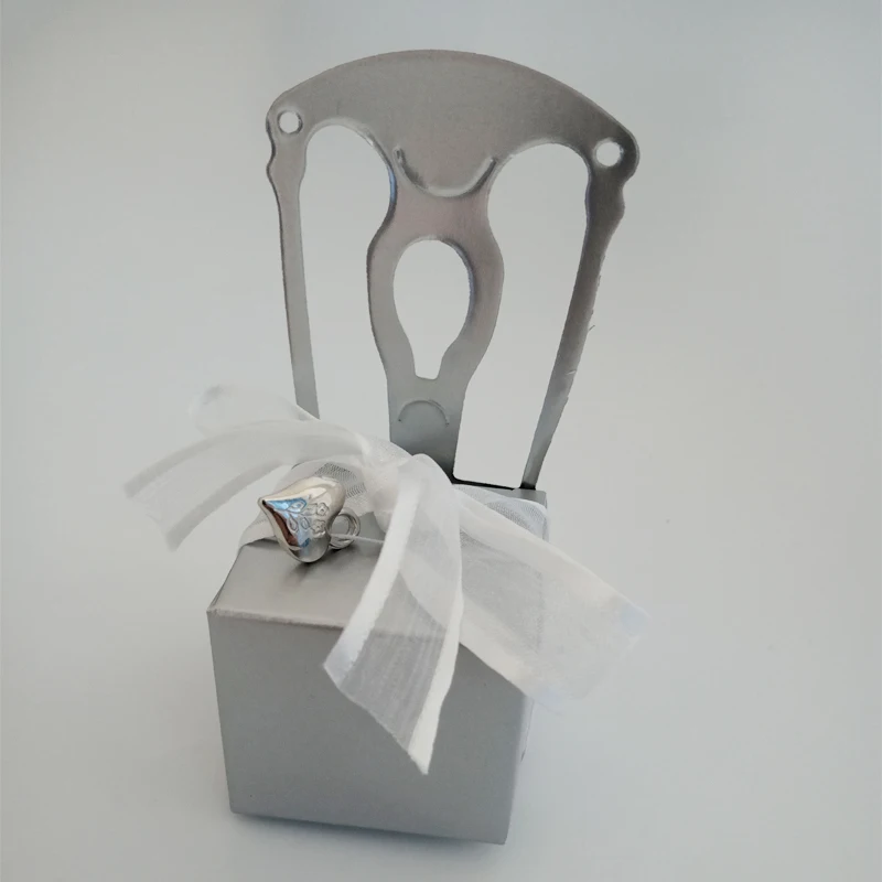 10 шт./лот золотистый/серебристый стул романтический пакет для конфет с лентой и