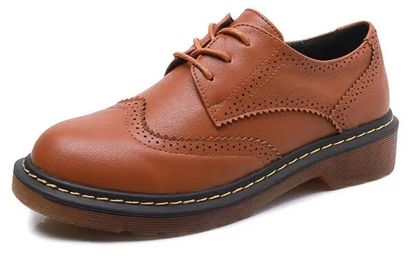 Женские ботинки-броги на толстой подошве со шнуровкой sapatos feminina женская обувь