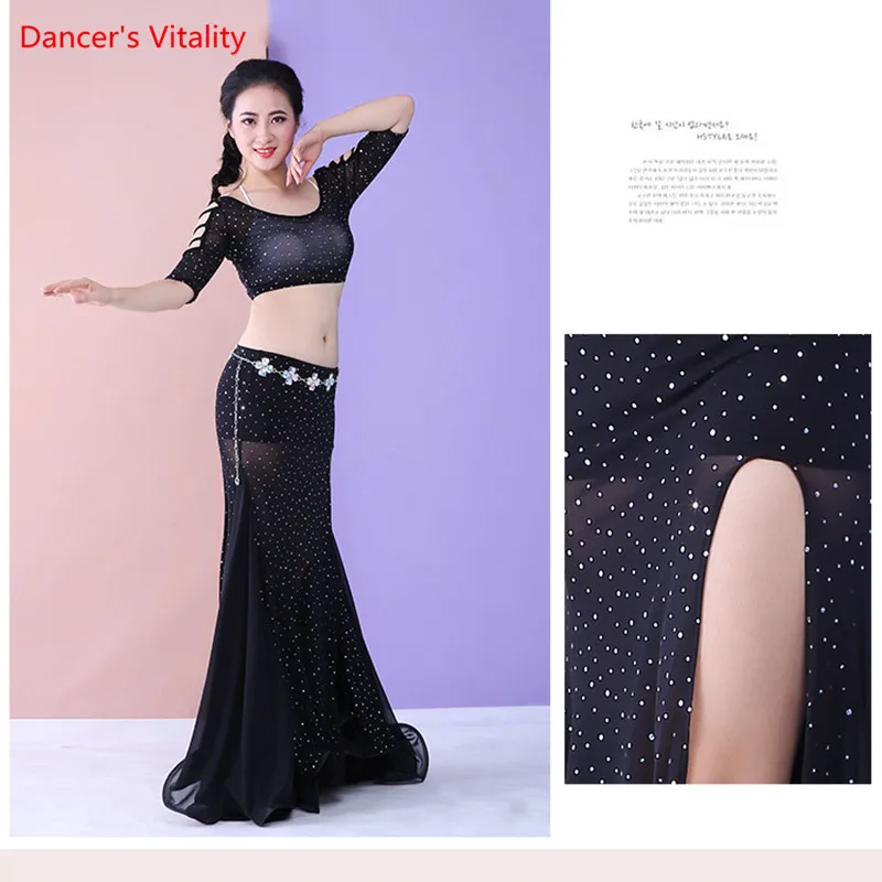 Костюм Bellydance 2 шт. топ и юбка (с трусами) набор костюма для танца живота длинная