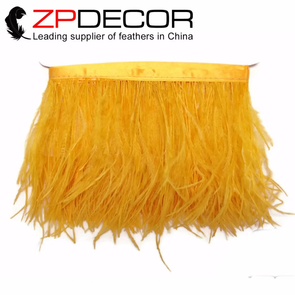 

ZPDECOR перья 10 ярдов/партия ручная работа лучшее качество страусиные перья золото Страусиная бахрома отделка перо