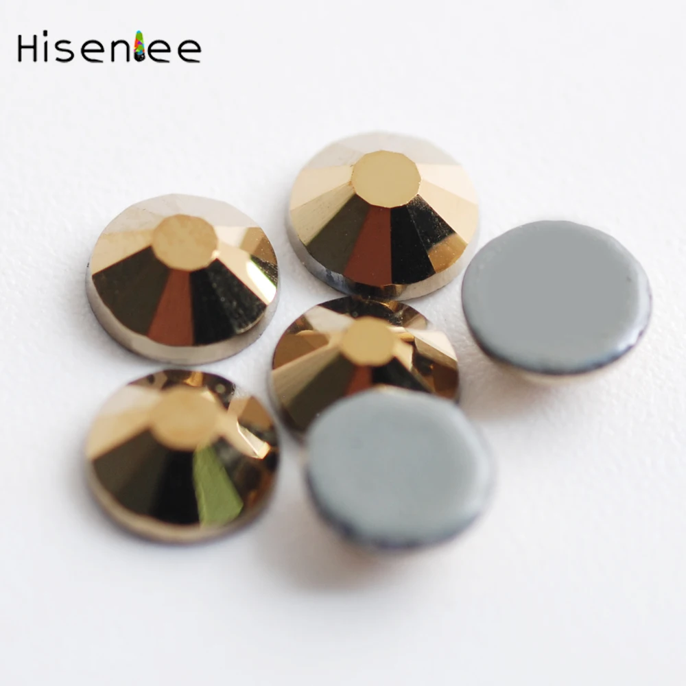 Hisenlee AAAA SS3 ~ SS30 Aurum золото гематит стекло драгоценный камень Горячая фиксация