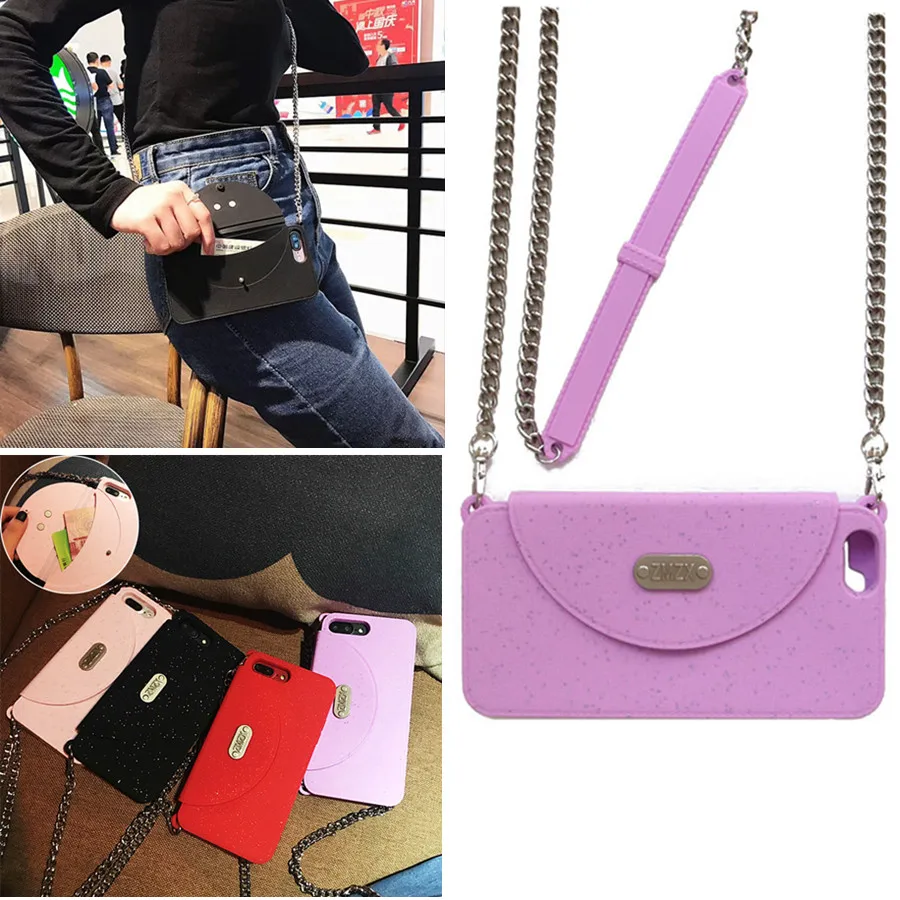 

Luxury Shoulder phone Bag For iPhone XS MAX XR 8 7 Plus 6 6s plus case cover Elegant Women Wallet Card Chain soft silicon shell