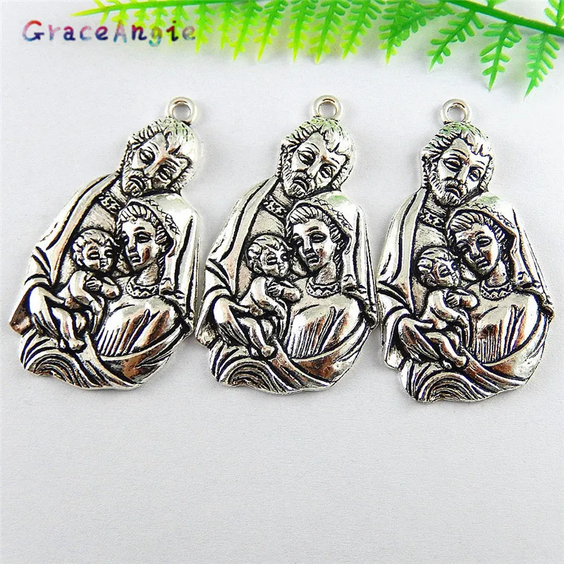 GraceAngie 2pcs/pack Zinc Alloy Religious Style Exotic Culture Saint Virgin Mary Joseph Baby Jesus jewelry pendant Accessories | Украшения