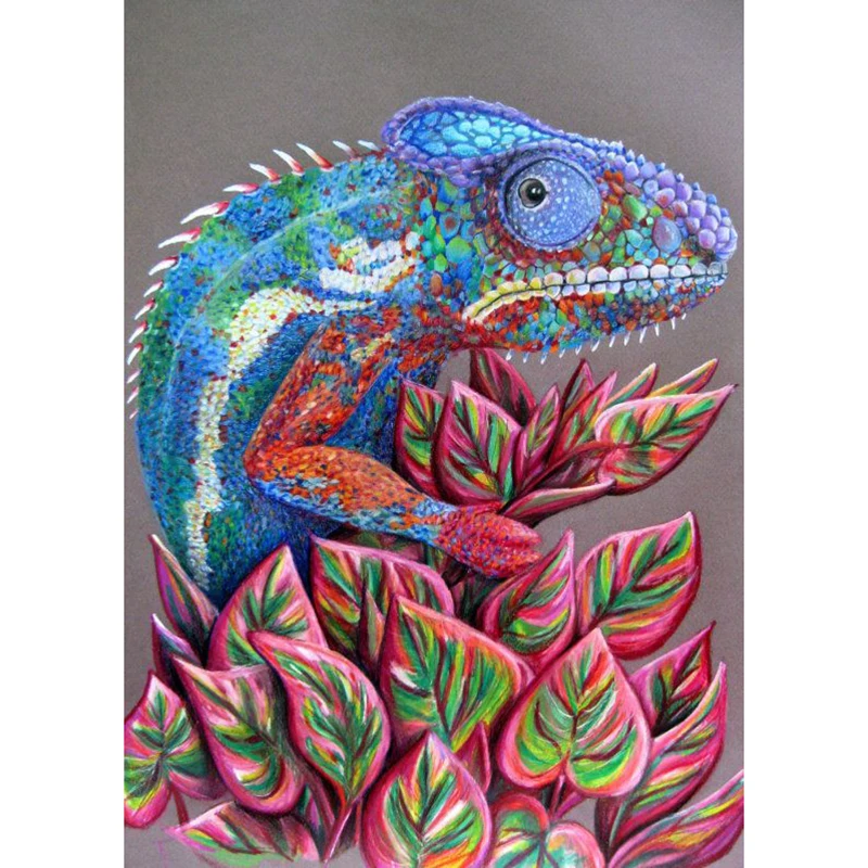 Colored lizard oil painting room decor Full square Embroidery Pattern diamond 5D DIY paintings Cross stitch kits stickers RS2126 | Дом и сад