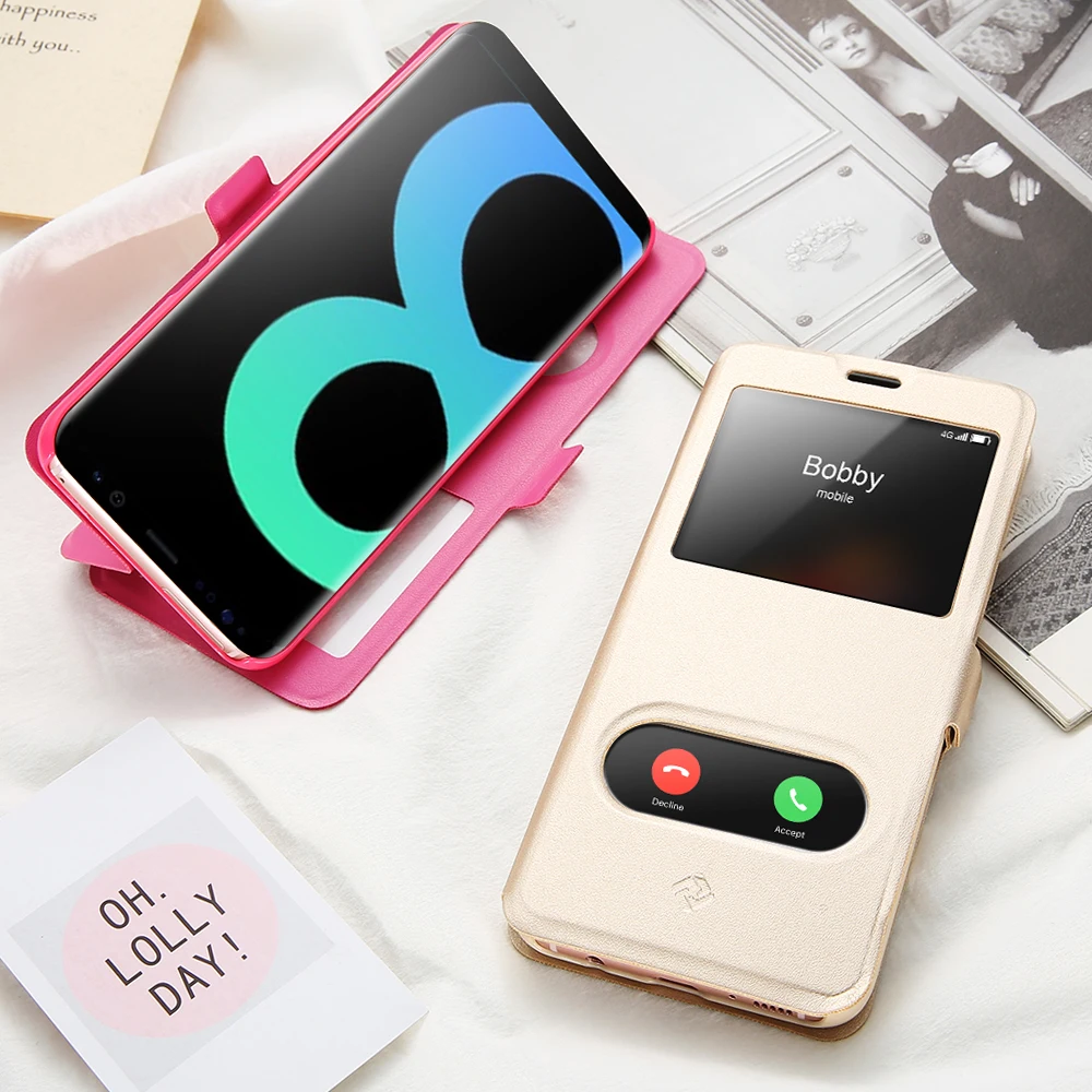 Kisscase флип чехлы для телефонов Samsung Galaxy S8 S7 S6 Edge S5 S4 S3 PU чехол с пряжкой на окно A3 J5 J7
