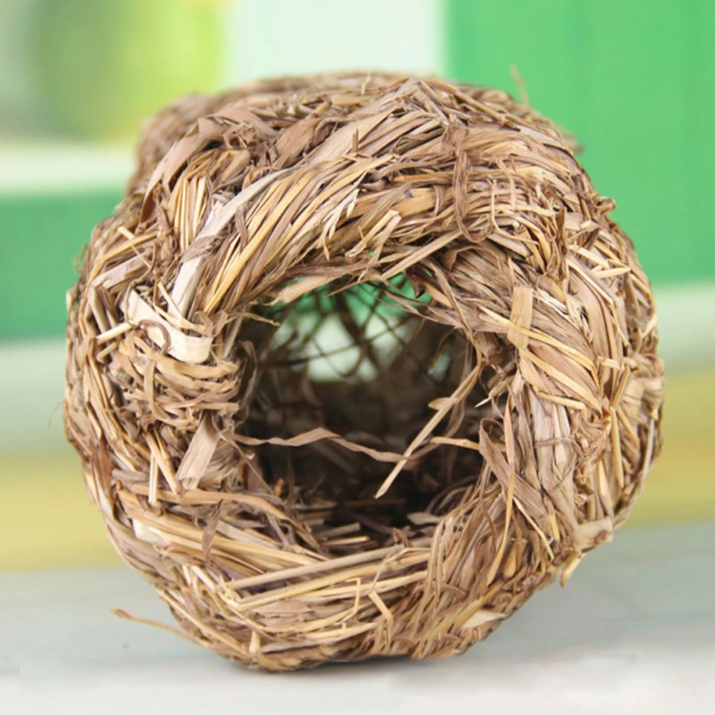 Pet Woven Grass Straw Small Rabbit Hamster Cage Nest House Chew Toy Hedgehog Bed Cute | Дом и сад