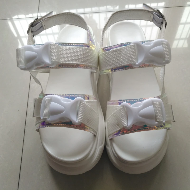 Женские сандалии на платформе 8 см женские туфли высоком каблуке кожаные крючках