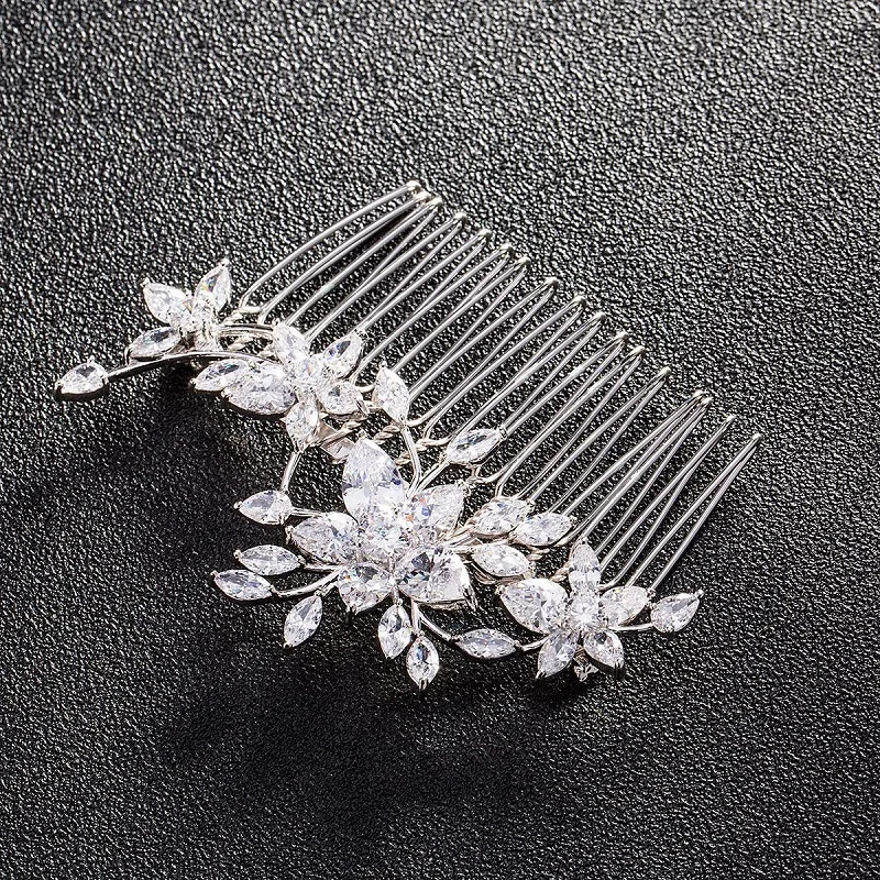 SLBRIDAL высокое качество зубец Установка кольцо с фианитом свадебные расческа для волос Свадебные CZ Аксессуары для головных уборов женские ювелирные изделия