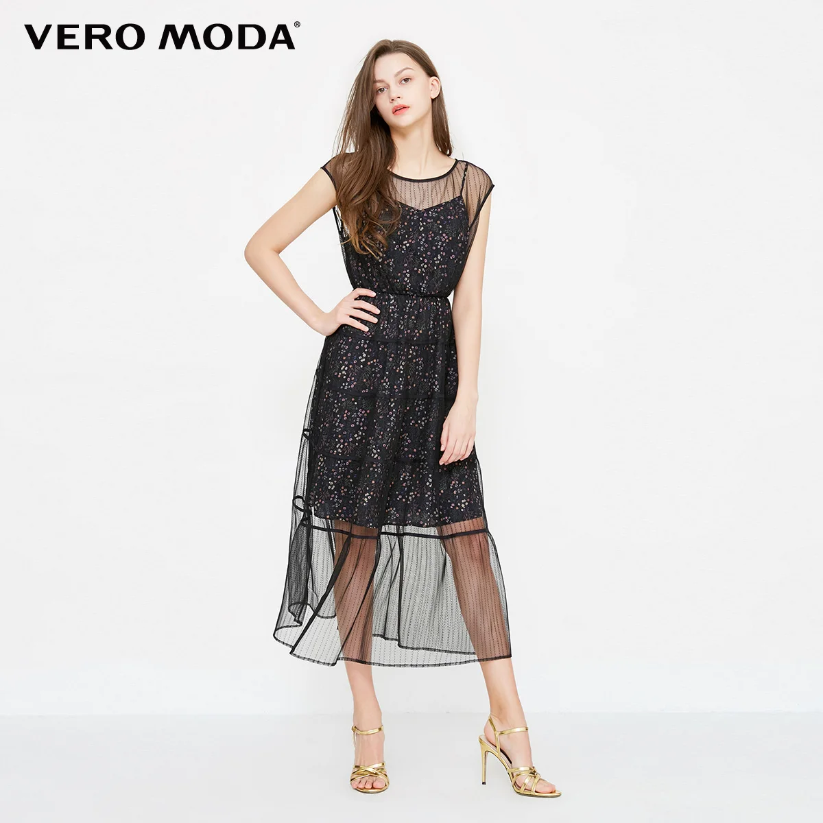 Vero Moda поддельные из двух частей печатных Gauzy летнее пляжное платье | 31837A507