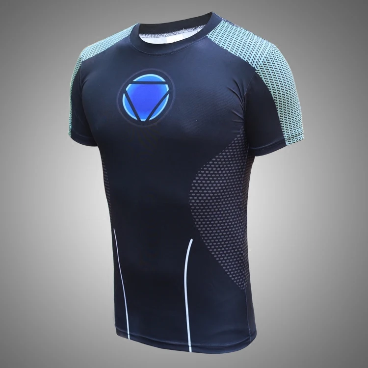 Iron Man 3 Short Sleeve T-shirt New Battle Suit Tony Stark Shirt Cosplay Costume Herotshirt Homme Swag Male Tee Plus Size | Мужская