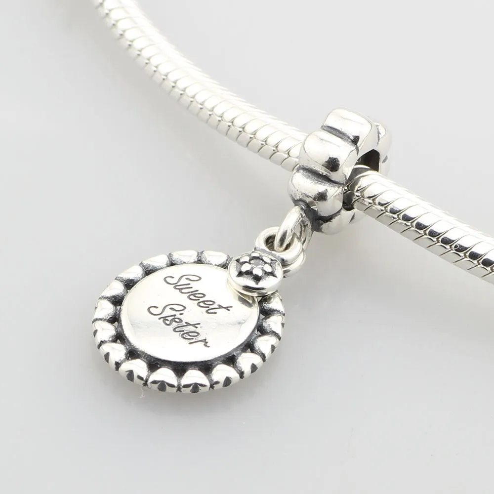 Подлинное 925 пробы серебро милая сестра прозрачный Фианит любящая мать бабушки с