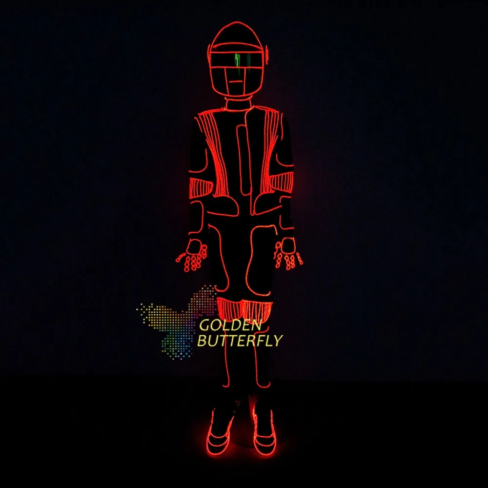 

EL Cold light Costume Glowing Dance Clothing Luminous Scintillation Costumes Men EL Clothes Cold Strip Party With LED Suits