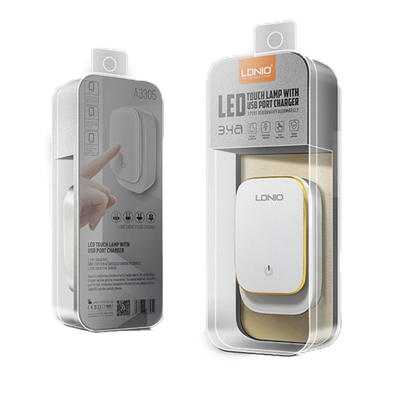 LDNIO A3305 оптовая продажа авто ID USB US/UK Plug домашнее дорожное зарядное устройство