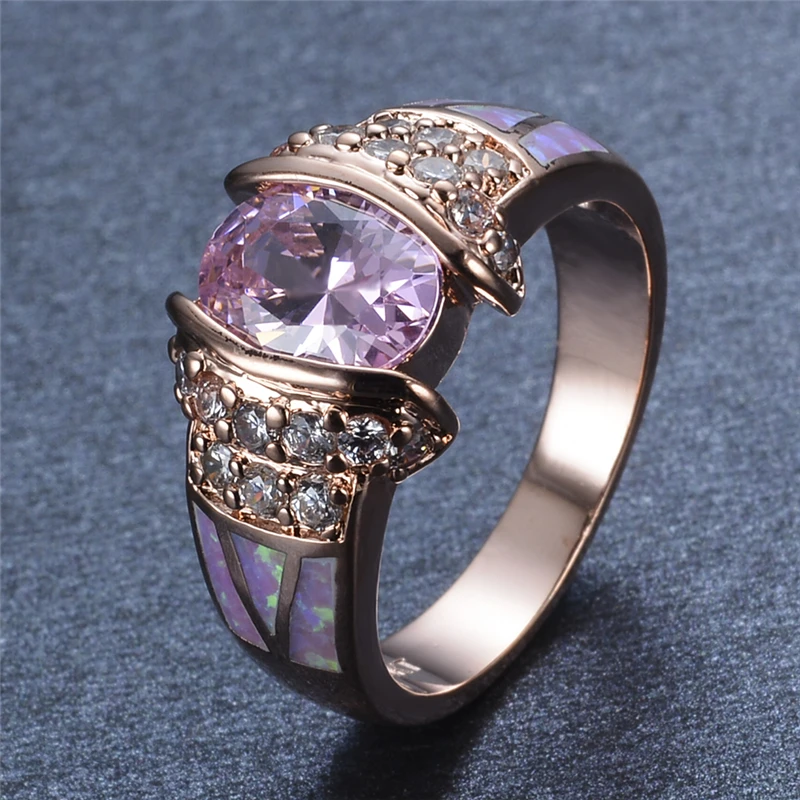 Женское кольцо с опалом розовое золото уникальный дизайн модные ювелирные