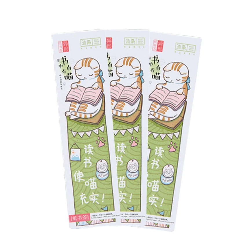 30 шт./коркор. Kawaii кошка для чтения животное бумажная Закладка открытка сообщений