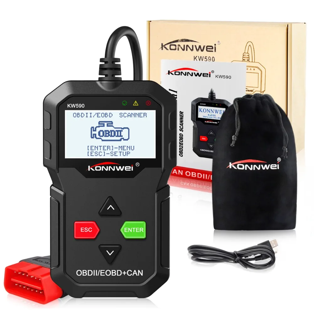 OBD2 сканер автомобильный диагностический сканер KONNWEI KW590 OBD 2 автоматический диагностический инструмент Лучший ELM327 ODB2 автоматический диагностический сканер