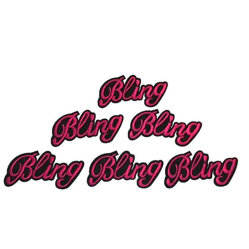

10 Pieces Pink Bling Applique Embroidered Patches for Clothes DIY Iron on Letters Embroidery Patch Decoration patch sticker on