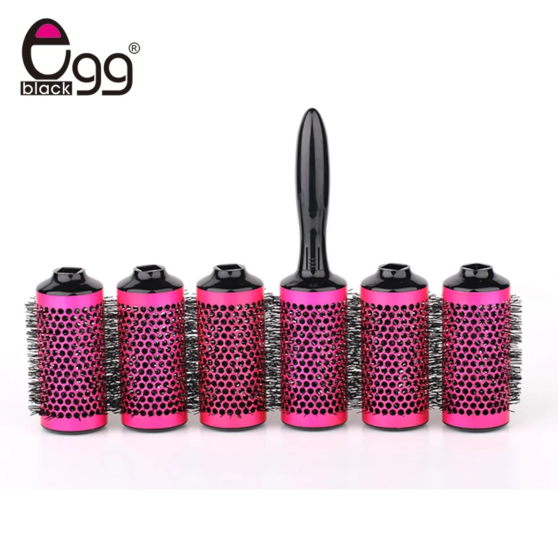 6 роликов керамические волосы Парикмахерская щетка алюминиевые круглая для