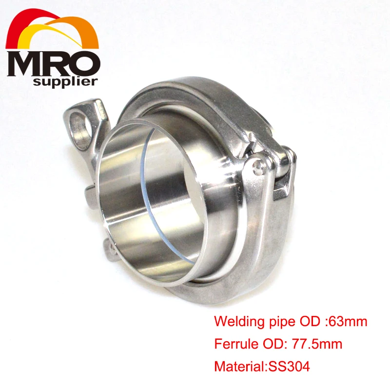 1 комплект 63 мм OD санитарно трубный сварочный наконечник + три зажима силиконовая