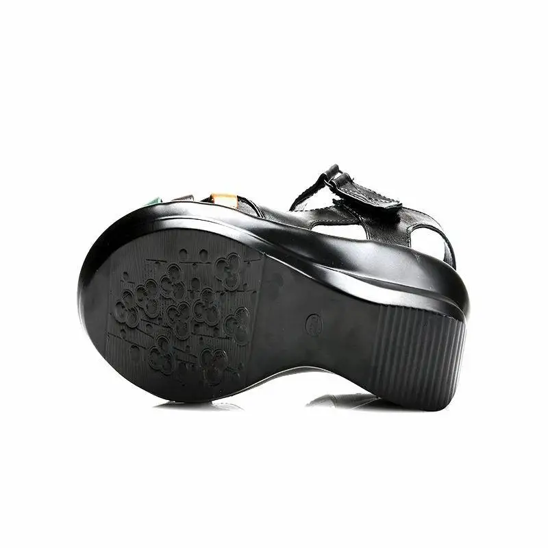 Nice Summer Women Genuine Leather Sandals Wedges Open Toe Shoes Comfortable Female Mother Plus size(25-61) | Обувь