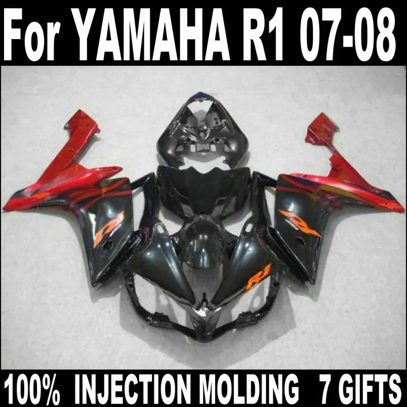 

Injection molding fairing for Yamaha YZFR1 2007 2008 red black body work parts fairing kit YZFR1 07 08 BC61