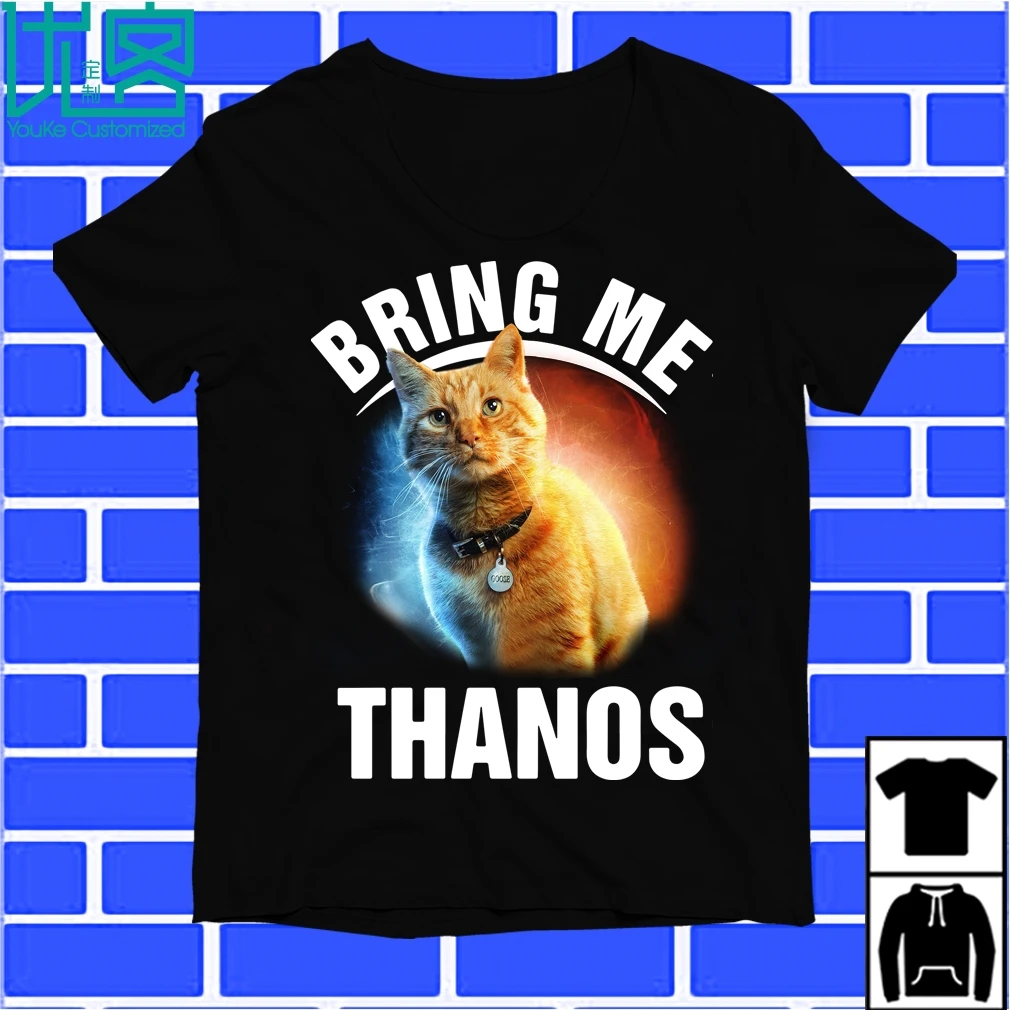 Мужская футболка с коротким рукавом Captain Marvel Cat Goose Bring Me Thanos лето 2019 | одежда