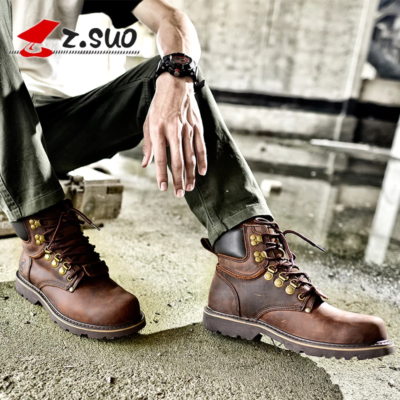 Z. Suo/мужские ботинки модные кожаные мужские высококачественные рабочие botas hombre|men