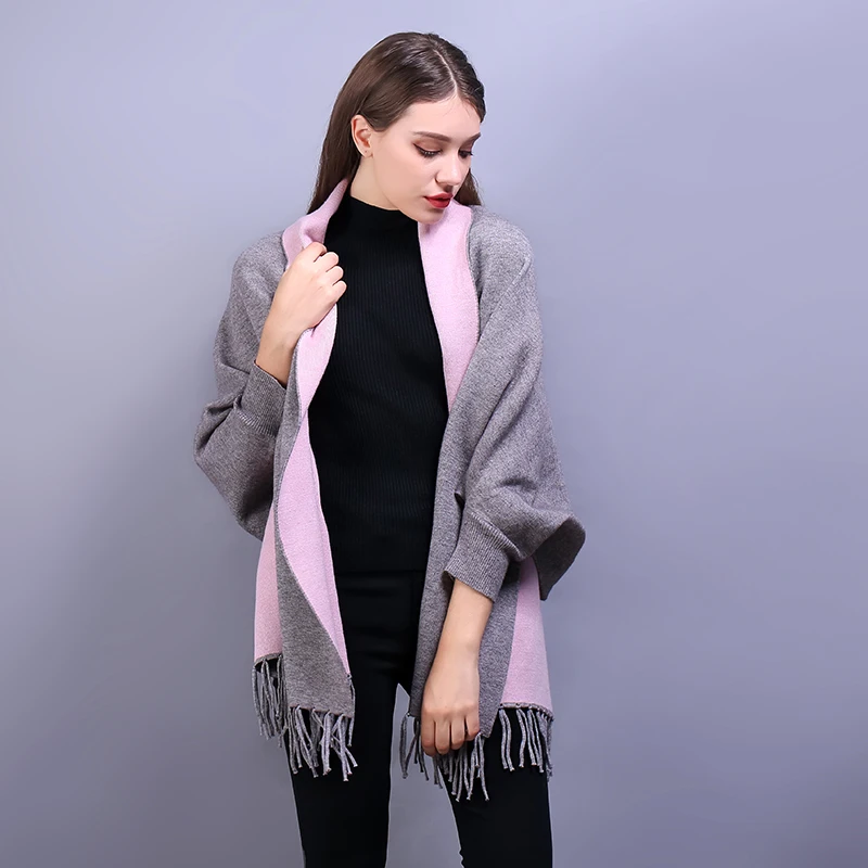 [FEILEDIS]2019 autumn and winter ladies double-sided shawl scarf thick long section with a sleeve cashmere cloak FD101 |