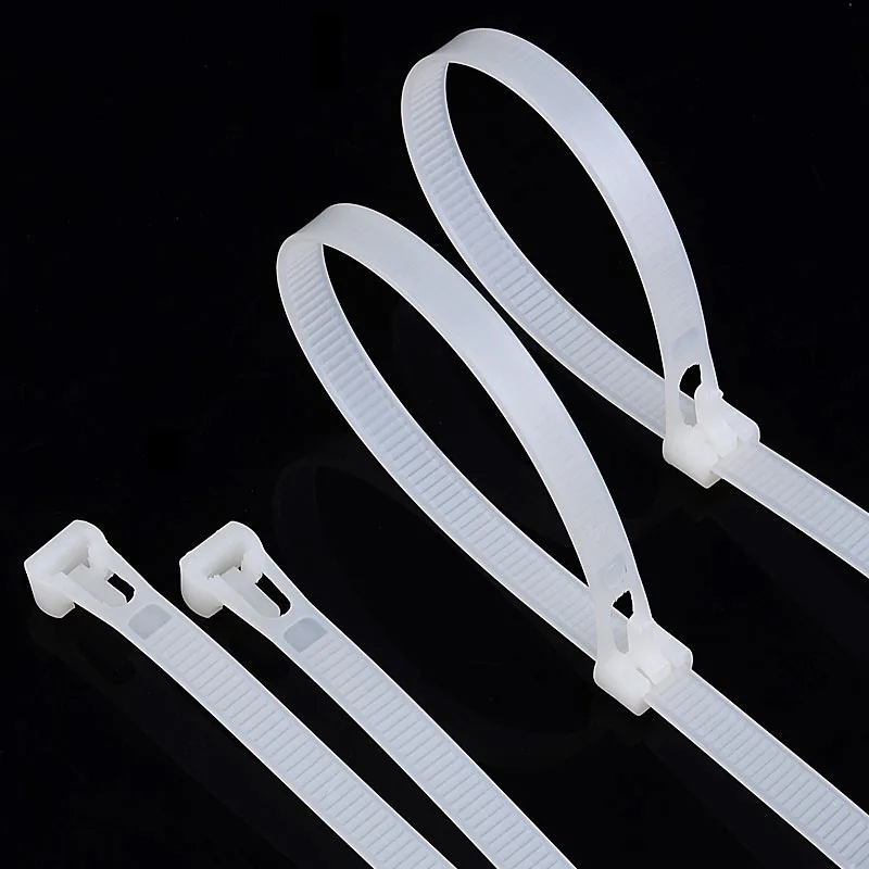 

100pcs 8*250 Releasable White Plastic Nylon Cable Ties Wire Tie plastic strap Zip Ties for Computer Wire Management