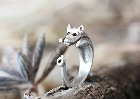 

Cute mini Pig Ring Retro Burnished Animal Miniature Ring Adjustable Free Size Wrap Ring Black Crystal gift idea