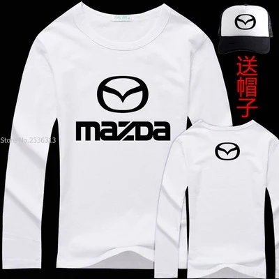 Осенне-весенняя хлопковая футболка с длинным рукавом для Mazda Мужская логотипом