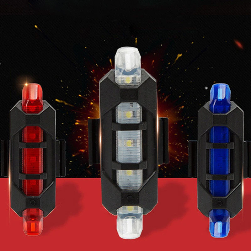 Новый велосипед светильник Перезаряжаемые 5 светодиодный USB задний фонарь для