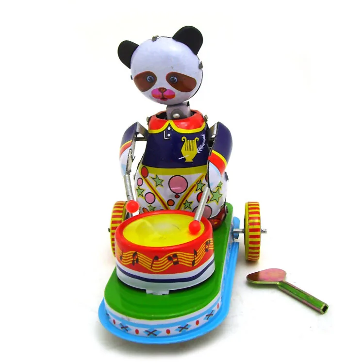 Retro Collection Tin toys mkd3 Children Metal Wind up Auto Car Models Robot Vehicles Handmade Iron Mechanical Panda Play Drum | Игрушки и