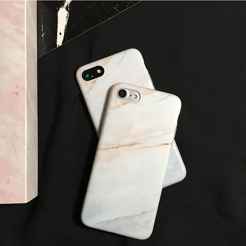 Jiban простой Коралл мрамор IMD матовая телефон оболочки для iPhone 6 6S 7 8 Plus все включено