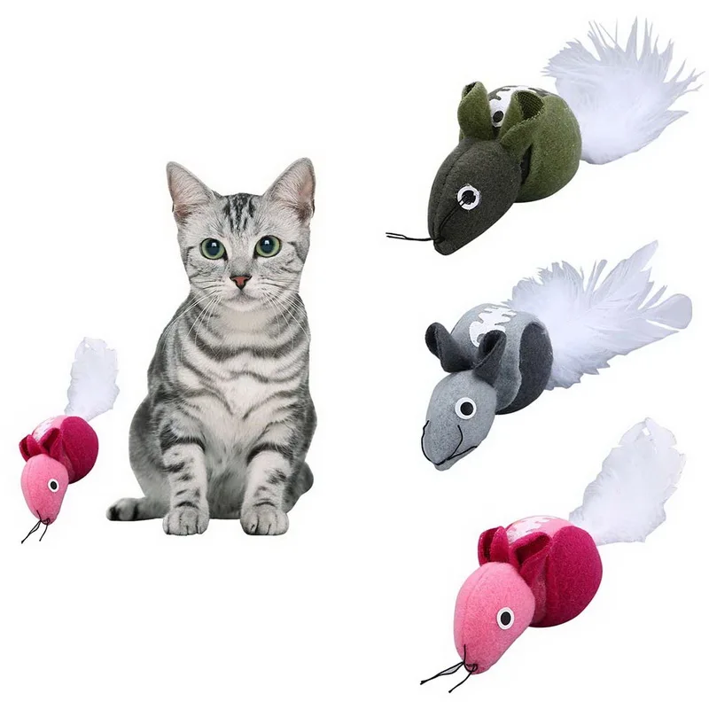 Hoomall 3 цвета Плюшевые Милые игрушечная мышь для CuteToys Перо хвоста и мята Pet котенок
