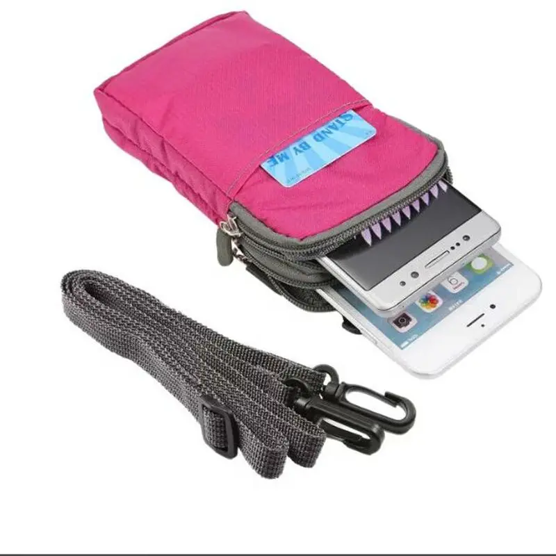 Открытый 3 кармана 2 молнии Универсальный чехол для телефона кошелек зажим ремня