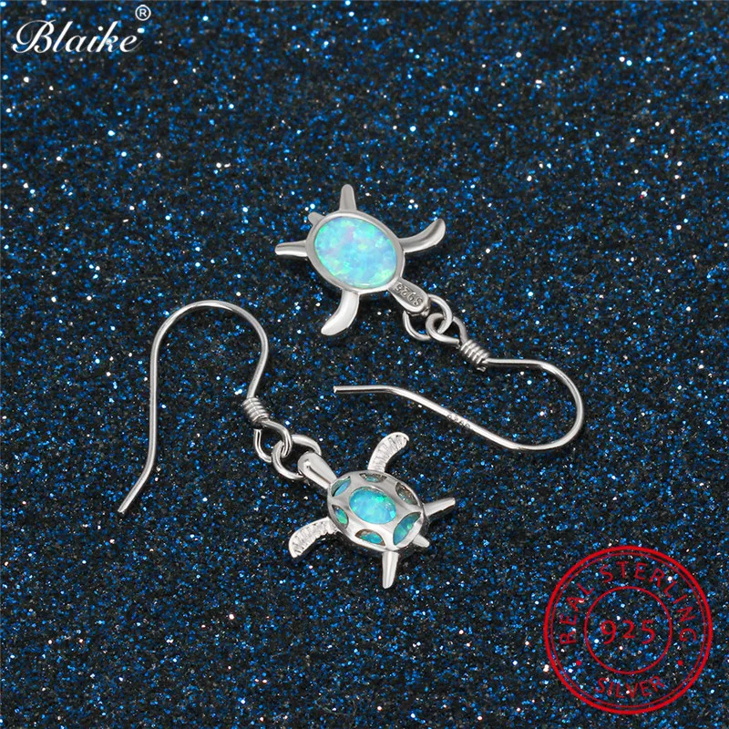 Женские серьги подвески Blaike из 100% настоящего серебра 925 пробы овальные с радужным