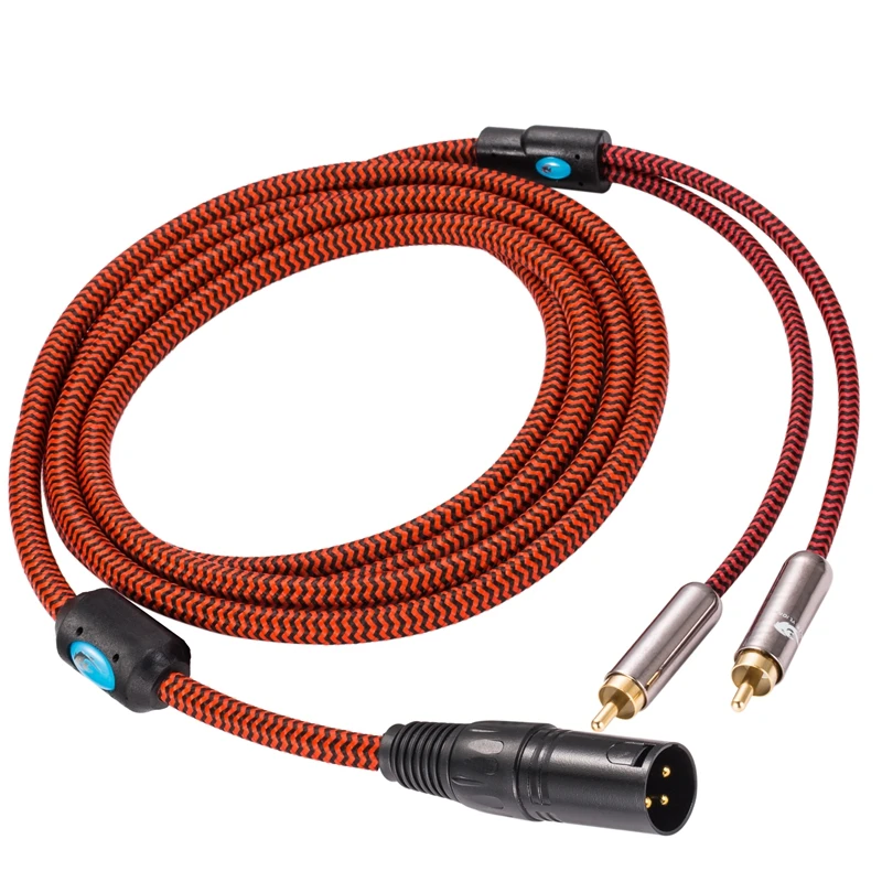 Высококачественный аудиокабель 3 штырьковых разъема XLR-Dual RCA для акустического