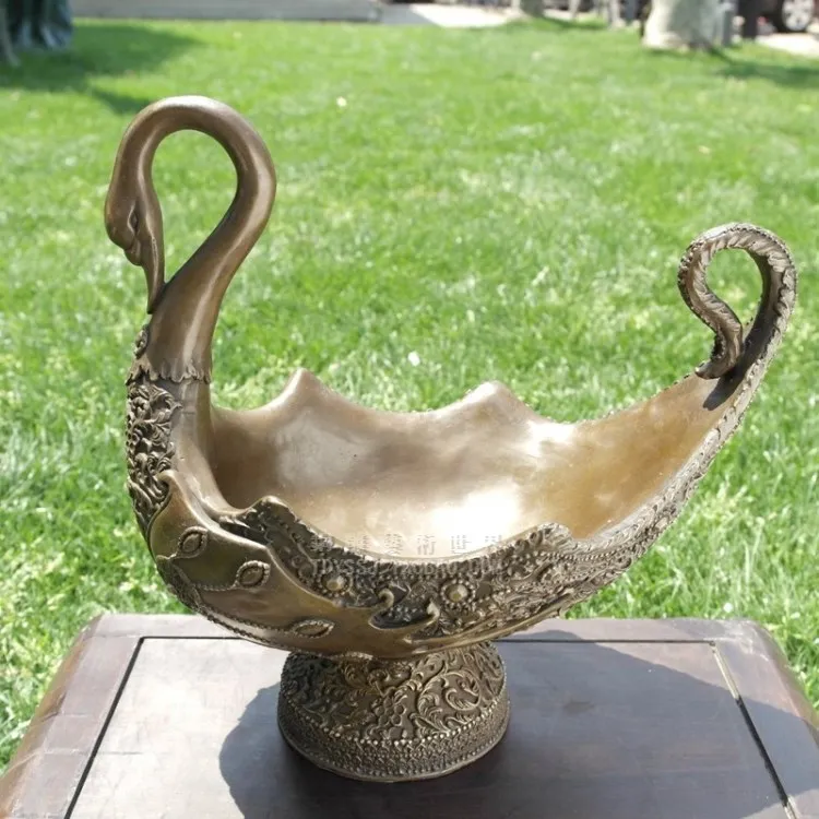 

copper handi decoration flowerpot practical Swan Art Decorative Gift fruit Home Furnishing high 30cmroom Art Statue