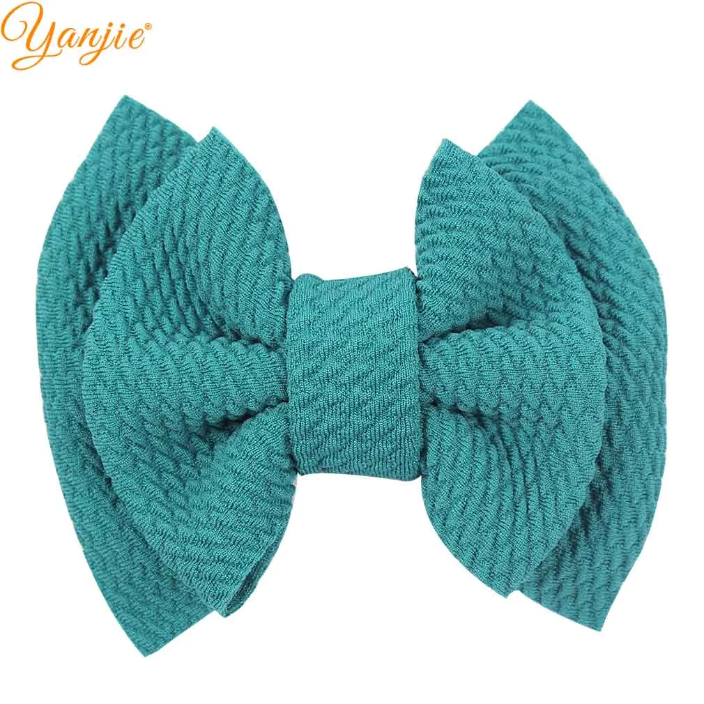 peacock 10 шт./лот 3,5 ''двухслойный вафельный бант для волос для девочек, детская повязка на голову, шикарные заколки для волос, горячая Распродажа, аксессуары для волос DIY - Цвет: peacock