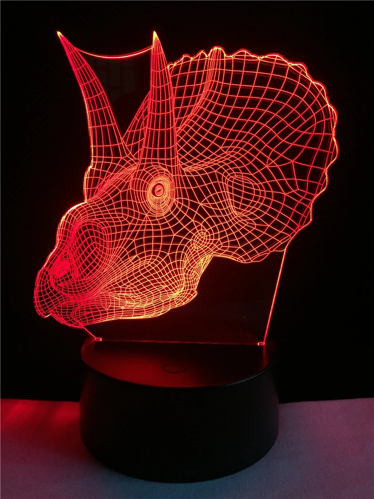 Новый RGB светильник с головой динозавра Ngau Tau 3D светодиодный ночник градиентом 7