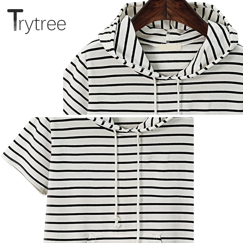 Trytree 2019 осеннее летнее платье женское Повседневное с капюшоном мини Полосатое
