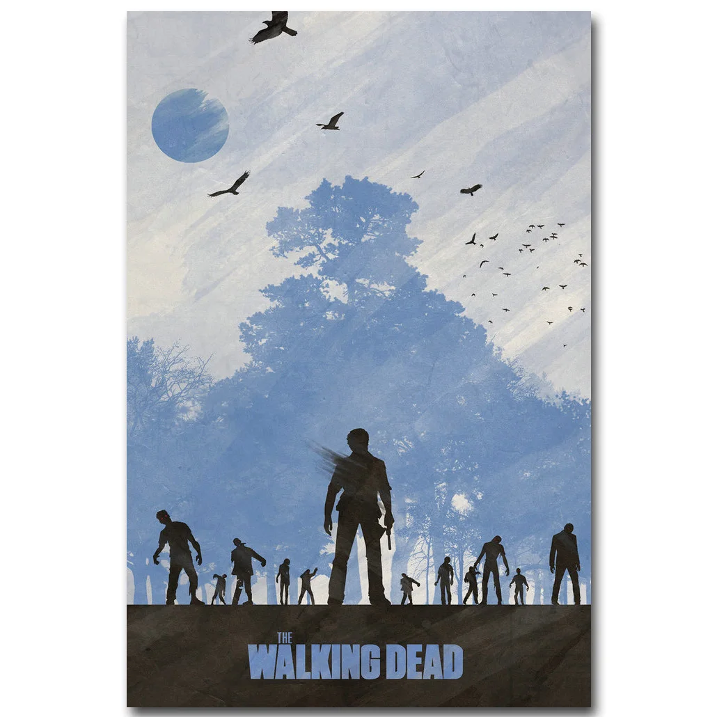 The Walking Dead Art Шелковый тканевой плакат с принтом 13x20 24x36 дюймов ТВ серии картина для комнаты украшения стен Рик Дэрил 040 - Цвет: Темно-серый