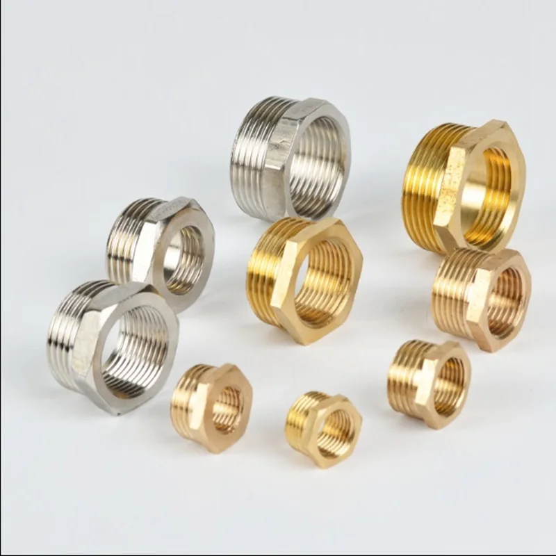 

5pcs 1" 3/4" 1/2" 3/8" To 3/4" 1/2" 3/8" 1/4" Bushing Joint Thickened All Copper Stainless Steel Variable Diameter Connector