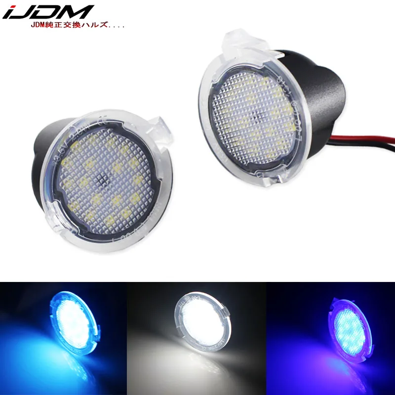 

iJDM Xenon white Full LED Side Mirror Puddle Lights For Ford F150 Edge Flex Taurus LED puddle light assembly Blue Ice blue 12V