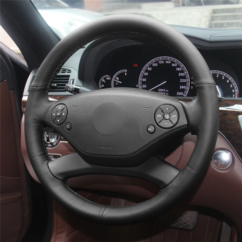 MEWANT сшитый вручную черный чехол на руль из натуральной кожи для Mercedes Benz CL-Class C216