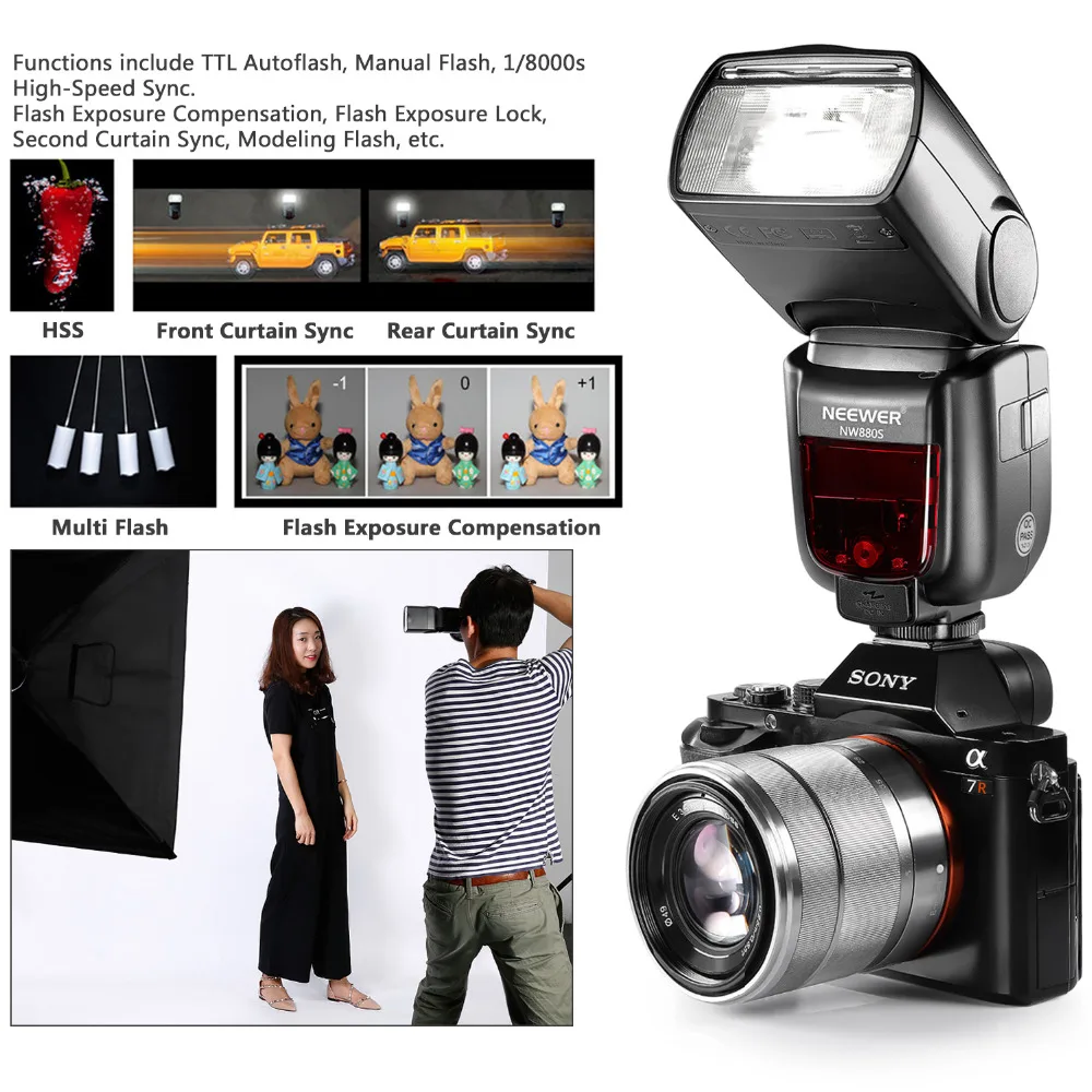 Neewer 2 4G Беспроводная 1/8000 HSS TTL Master/Slave Flash Speedlite Kit для камеры Sony с новым Mi Shoe |