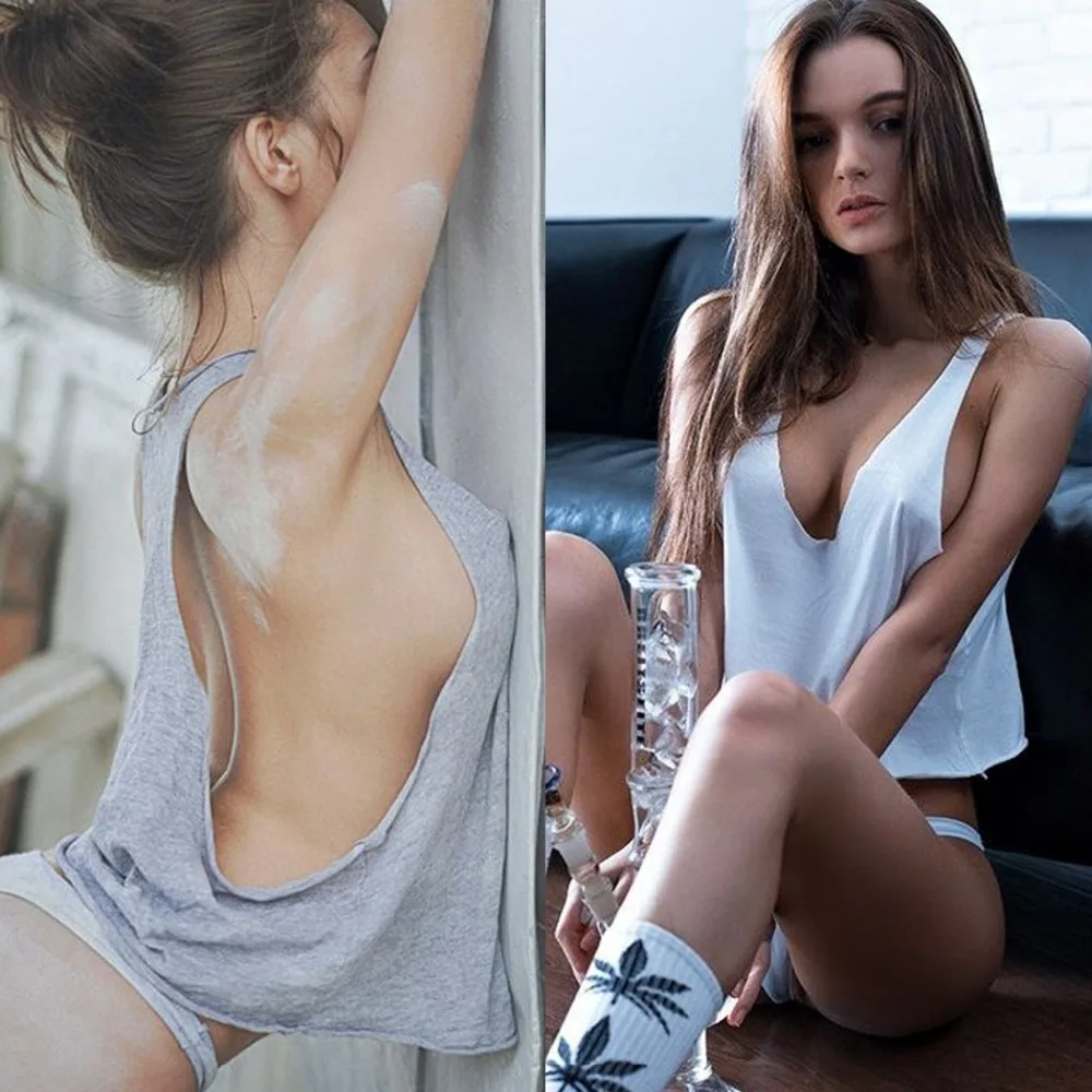 2017 Летний Новый Sexy Моды Женщины Глубокий О-Образным Вырезом Без Рукавов Топы