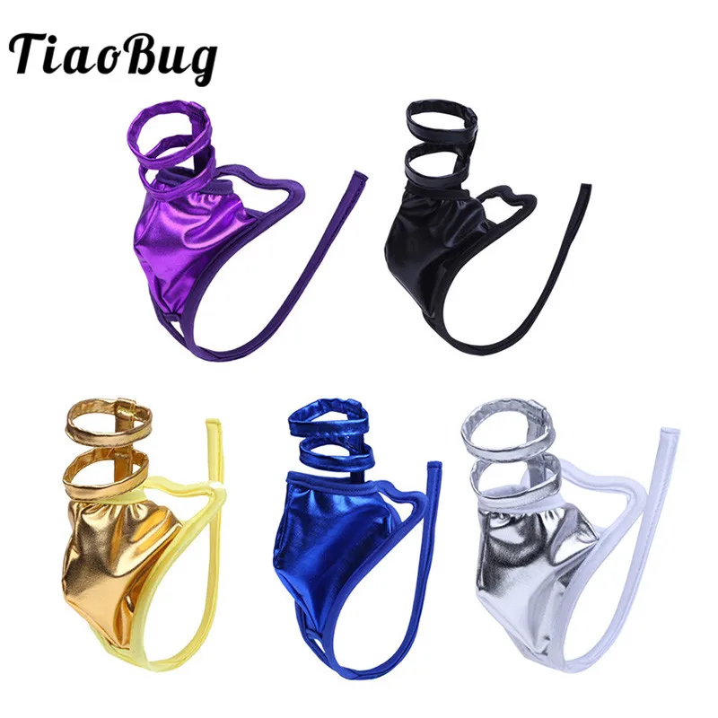 Сексуальные мужские Трусы стринги TiaoBug из лакированной кожи с открытой